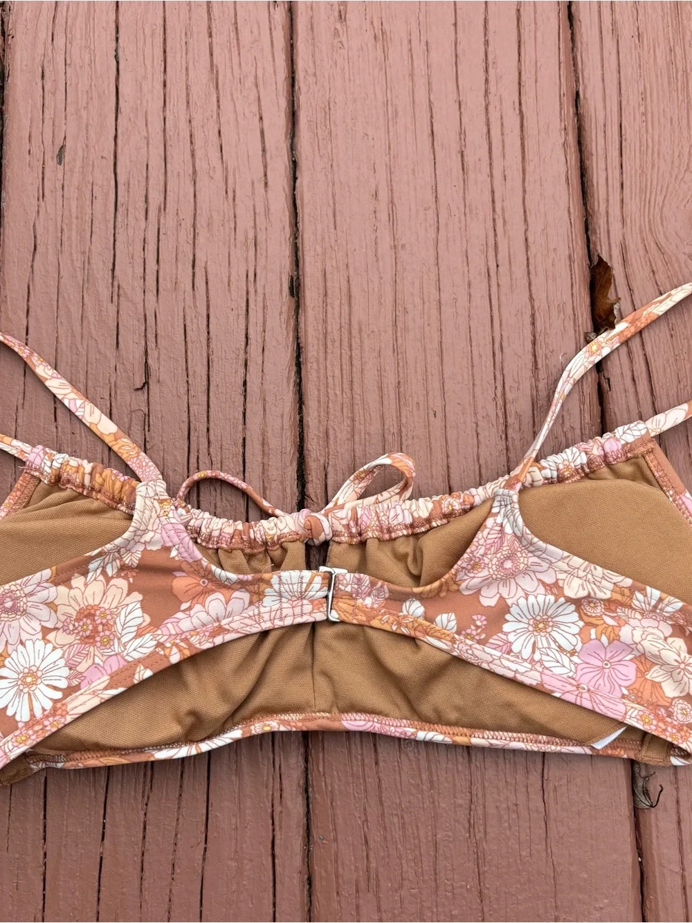 Xhilaration Floral Bikini Top in Orange, Pink, White, Tan Size L